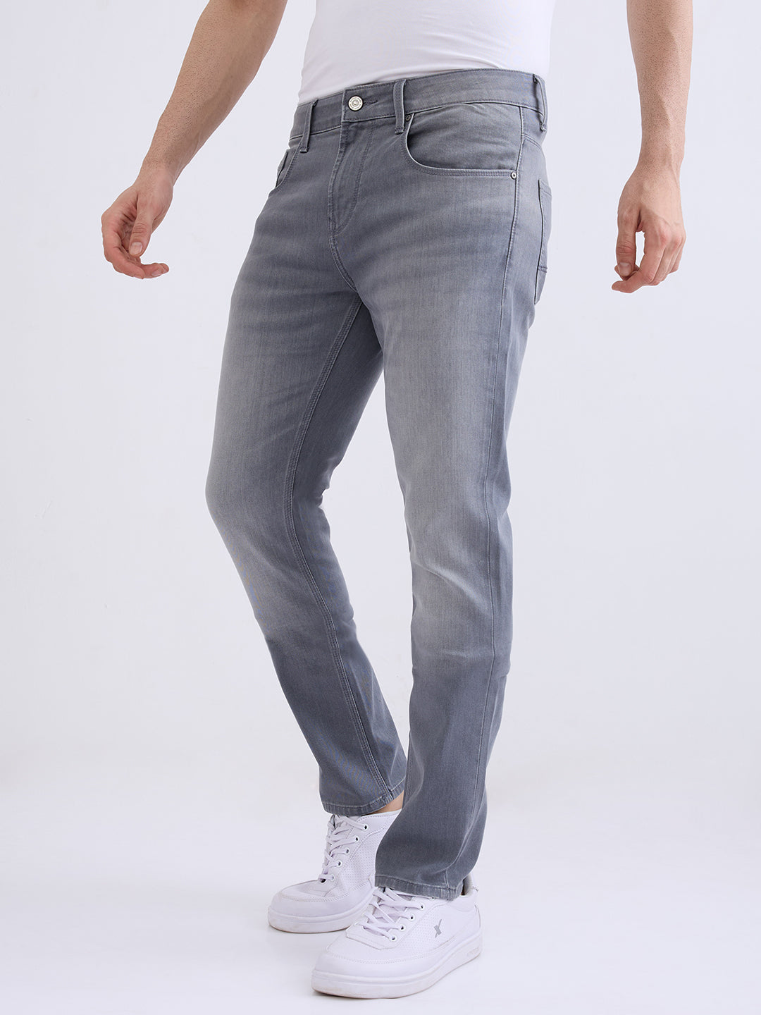 Spykar Grey Low Rise Slim Fit Casual Jeans For Men