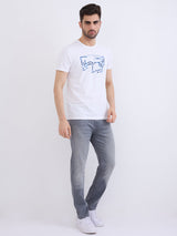 Men Jeans Slim Fit Grey Low Rise