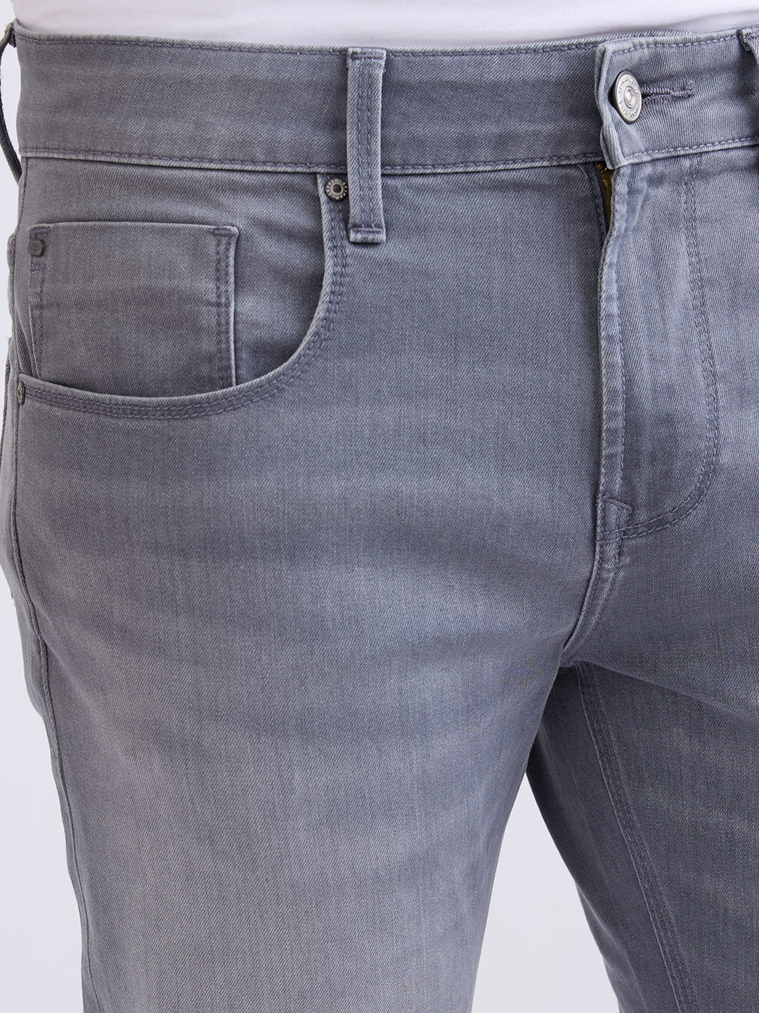 Men Jeans Slim Fit Grey Low Rise