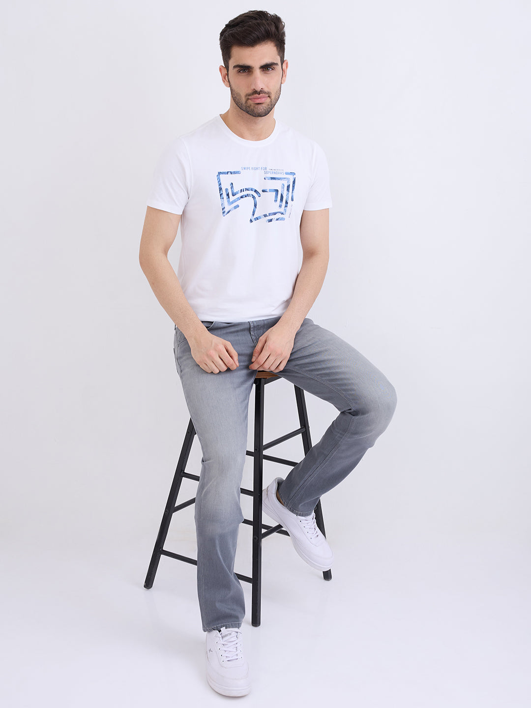 Spykar Grey Low Rise Slim Fit Casual Jeans For Men