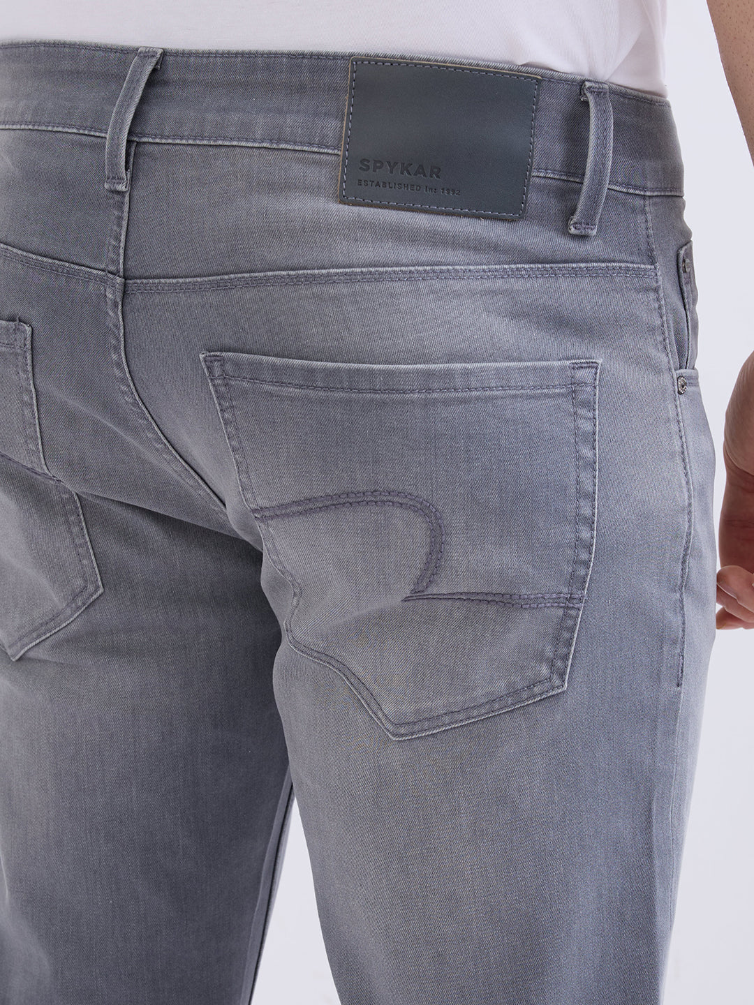 Men Jeans Slim Fit Grey Low Rise