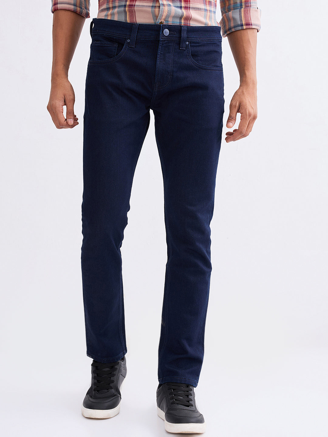 Men Jeans Slim Fit Blue Low Rise