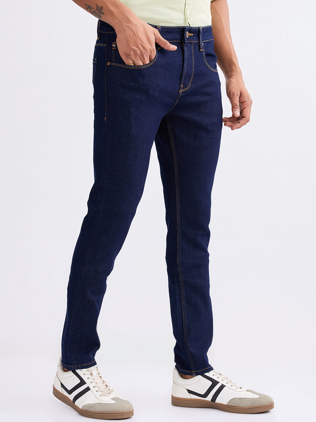 Men Jeans Slim Fit Blue Low Rise