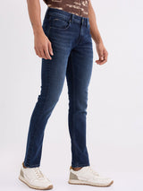 Men Jeans Slim Fit Dark Blue Low Rise