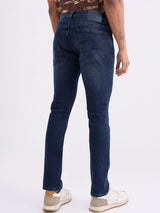 Men Jeans Slim Fit Dark Blue Low Rise