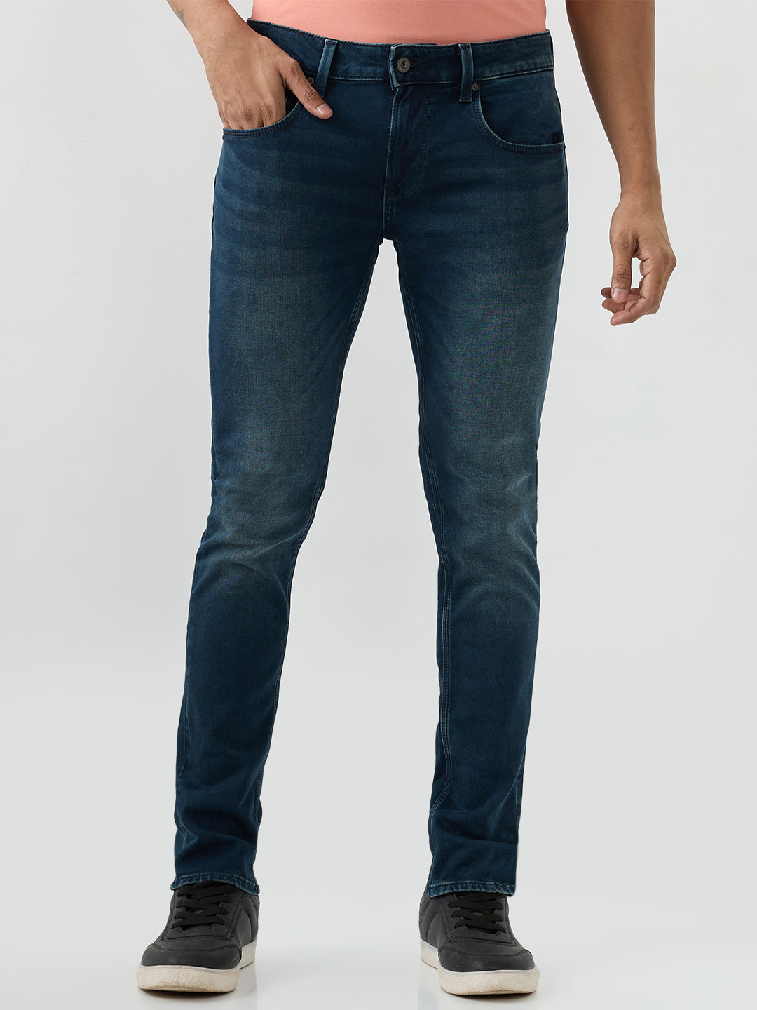 Men Kano Jeans Slim Fit Grey Low Rise