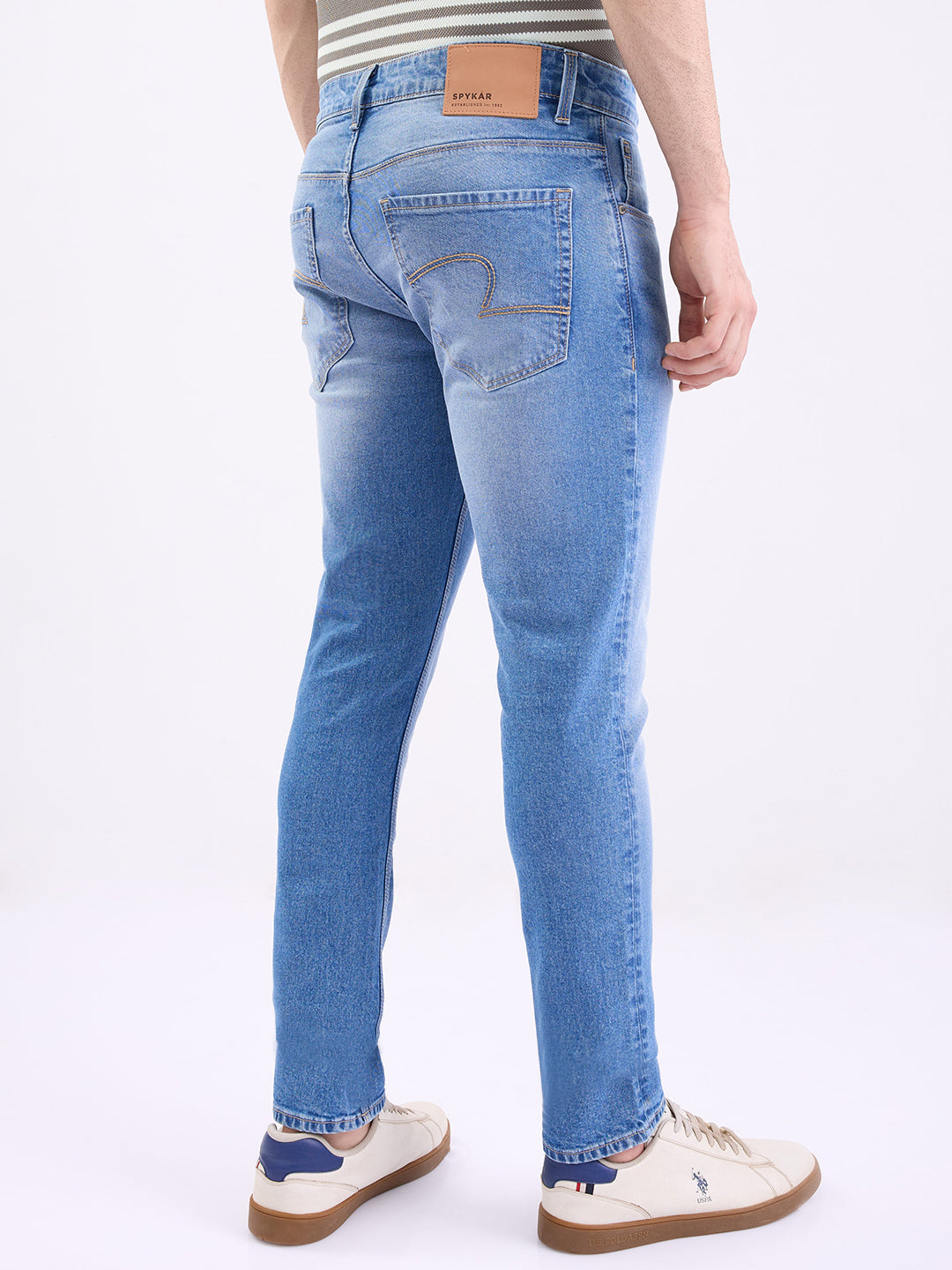Spykar Mid Blue Low Rise Slim Fit Casual Jeans For Men