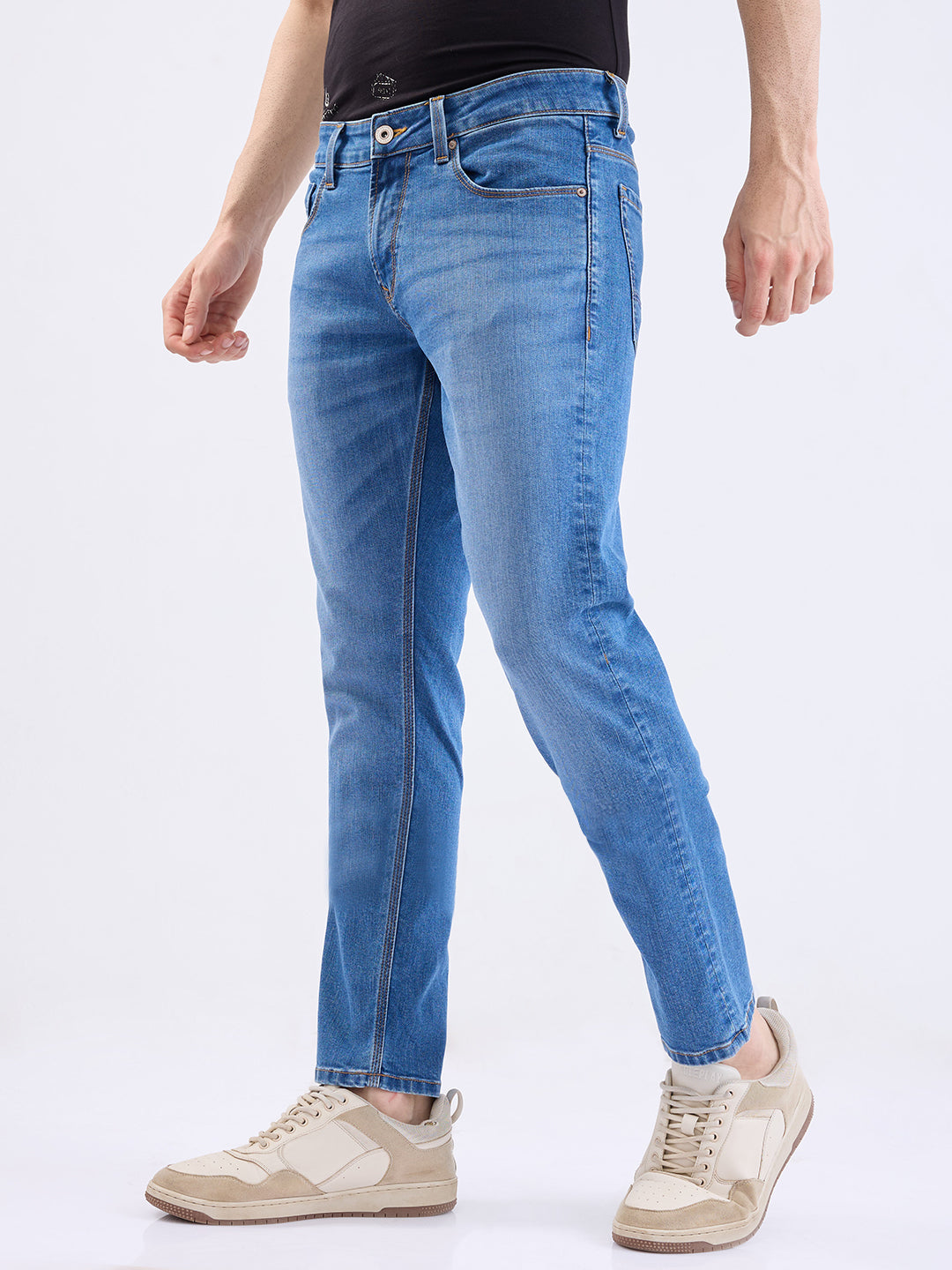 Spykar Light Blue Low Rise Slim Fit Casual Jeans For Men