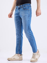 Men Jeans Slim Fit Light Blue Low Rise