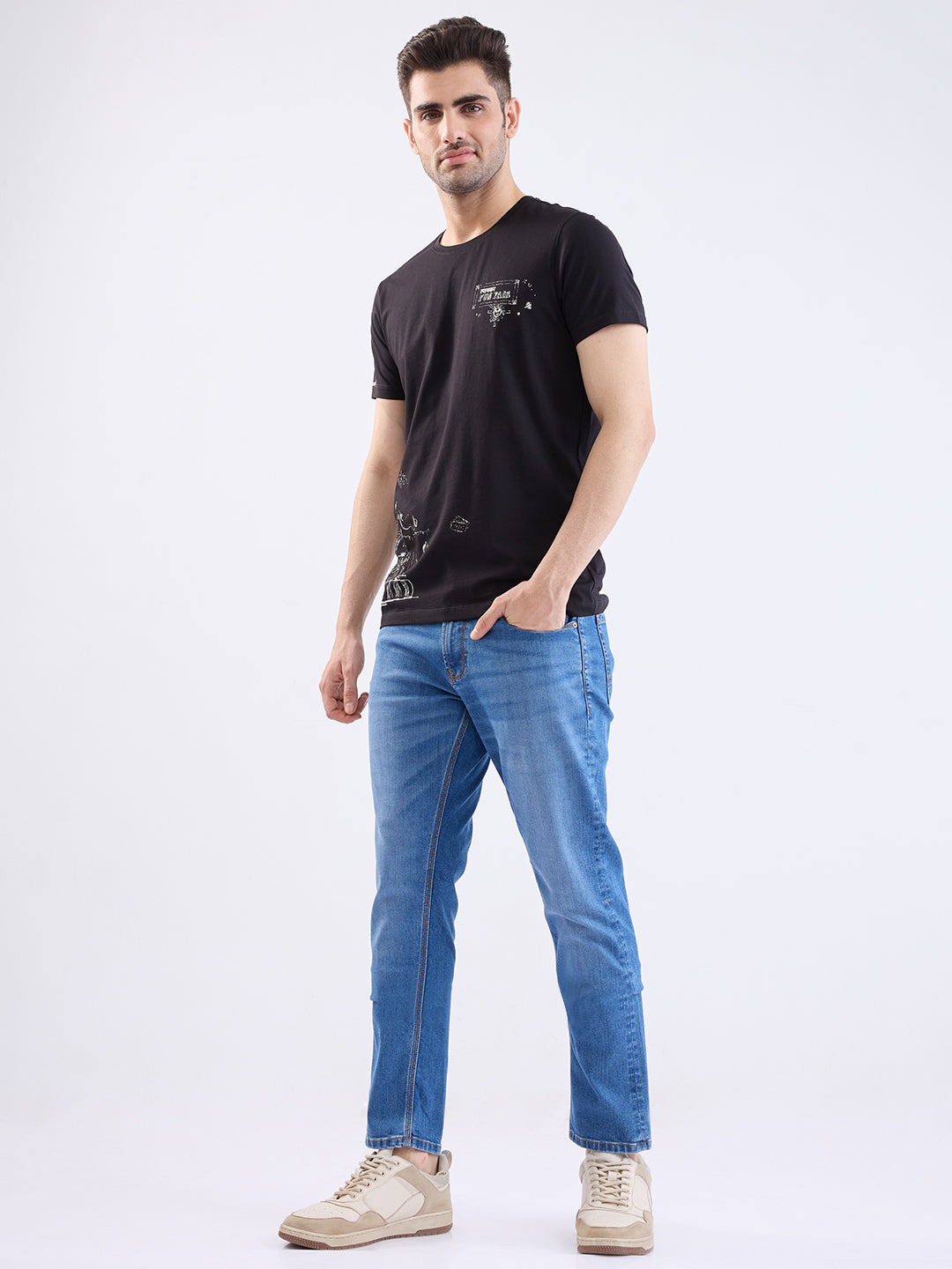 Spykar Light Blue Low Rise Slim Fit Casual Jeans For Men
