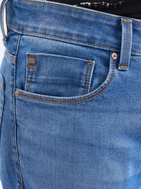 Men Jeans Slim Fit Light Blue Low Rise