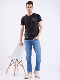 Men Jeans Slim Fit Light Blue Low Rise