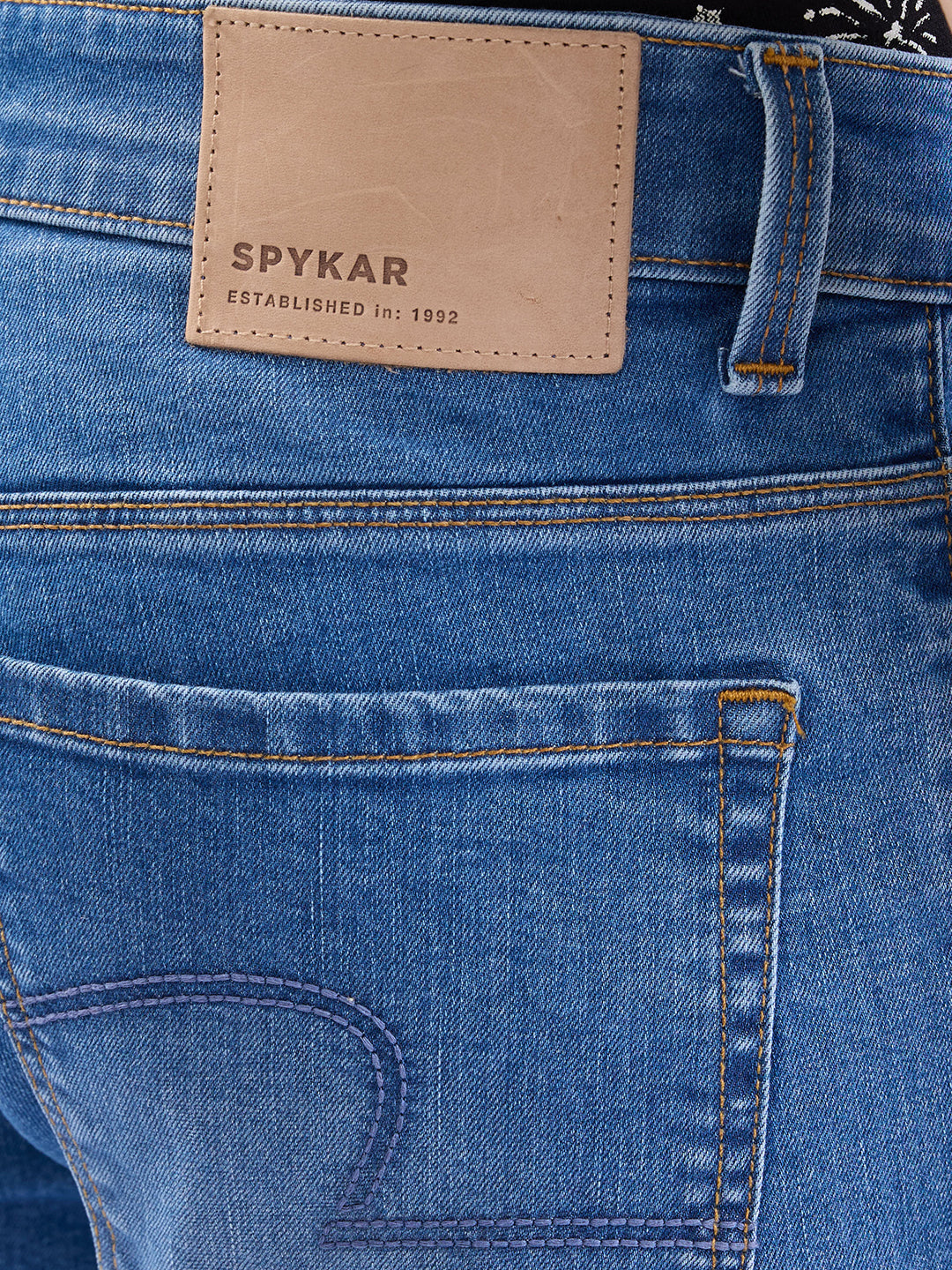 Spykar Light Blue Low Rise Slim Fit Casual Jeans For Men