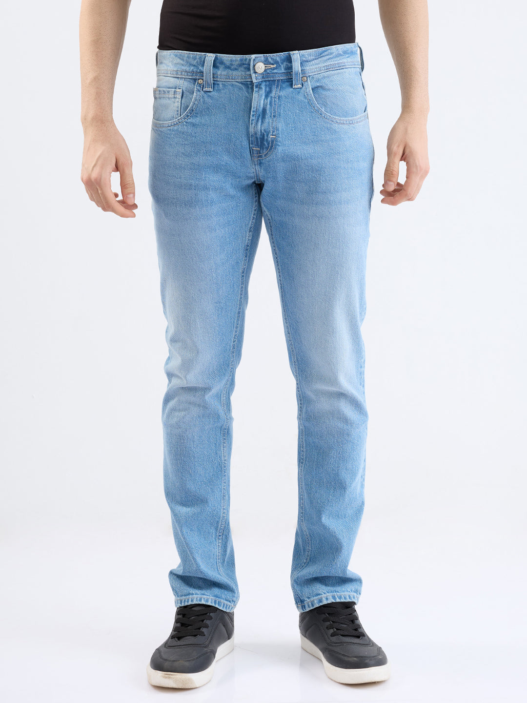Men Jeans Slim Fit Light Blue Low Rise