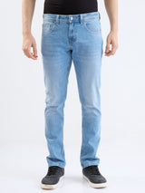Men Jeans Slim Fit Light Blue Low Rise