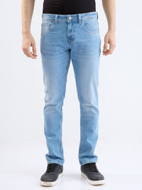 Men Jeans Slim Fit Light Blue Low Rise