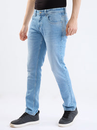 Men Jeans Slim Fit Light Blue Low Rise