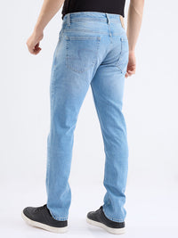 Men Jeans Slim Fit Light Blue Low Rise