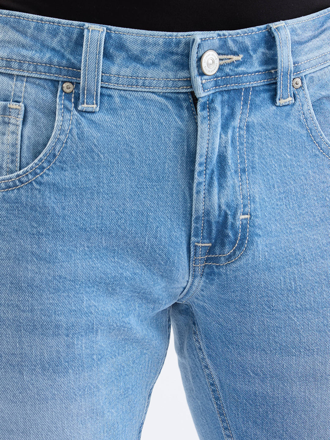 Men Jeans Slim Fit Light Blue Low Rise