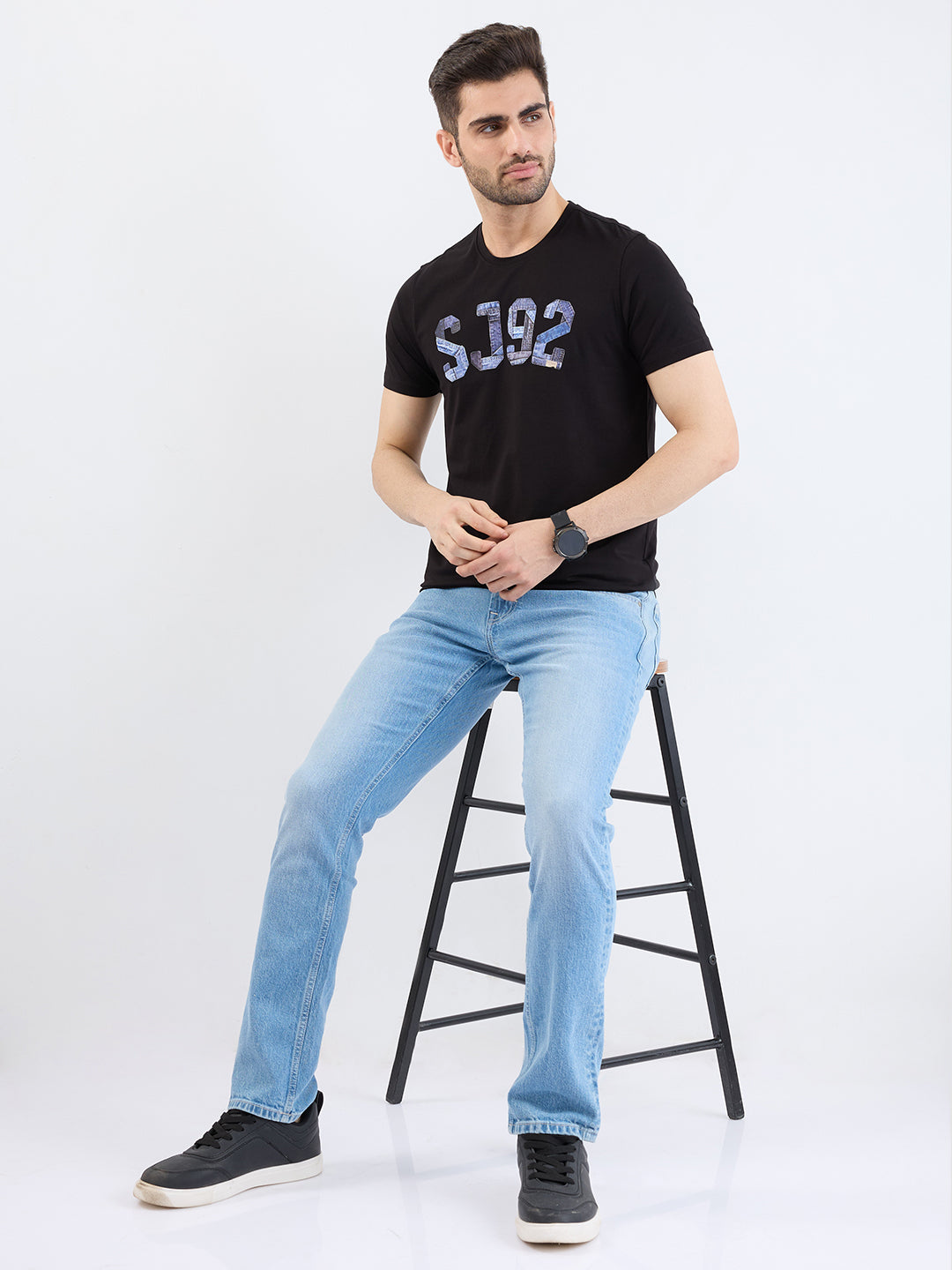 Men Jeans Slim Fit Light Blue Low Rise