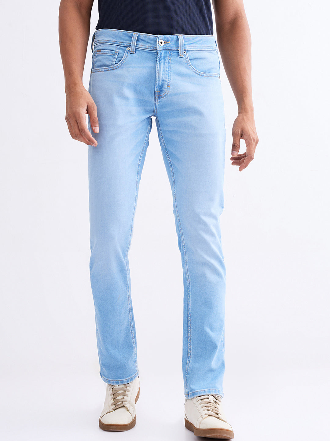 Men Jeans Slim Fit Light Blue Low Rise