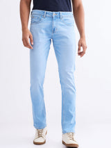 Men Jeans Slim Fit Light Blue Low Rise