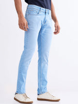 Men Jeans Slim Fit Light Blue Low Rise