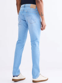 Men Jeans Slim Fit Light Blue Low Rise