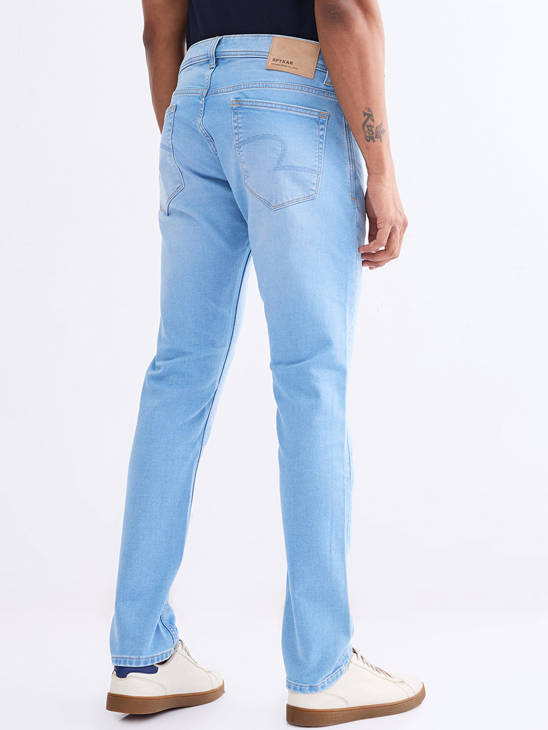 Men Jeans Slim Fit Light Blue Low Rise