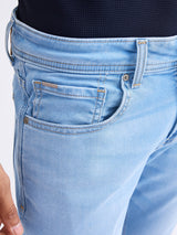 Men Jeans Slim Fit Light Blue Low Rise