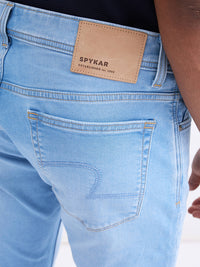 Men Jeans Slim Fit Light Blue Low Rise