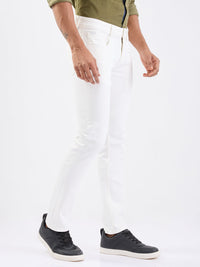 Men Jeans Slim Fit White Low Rise