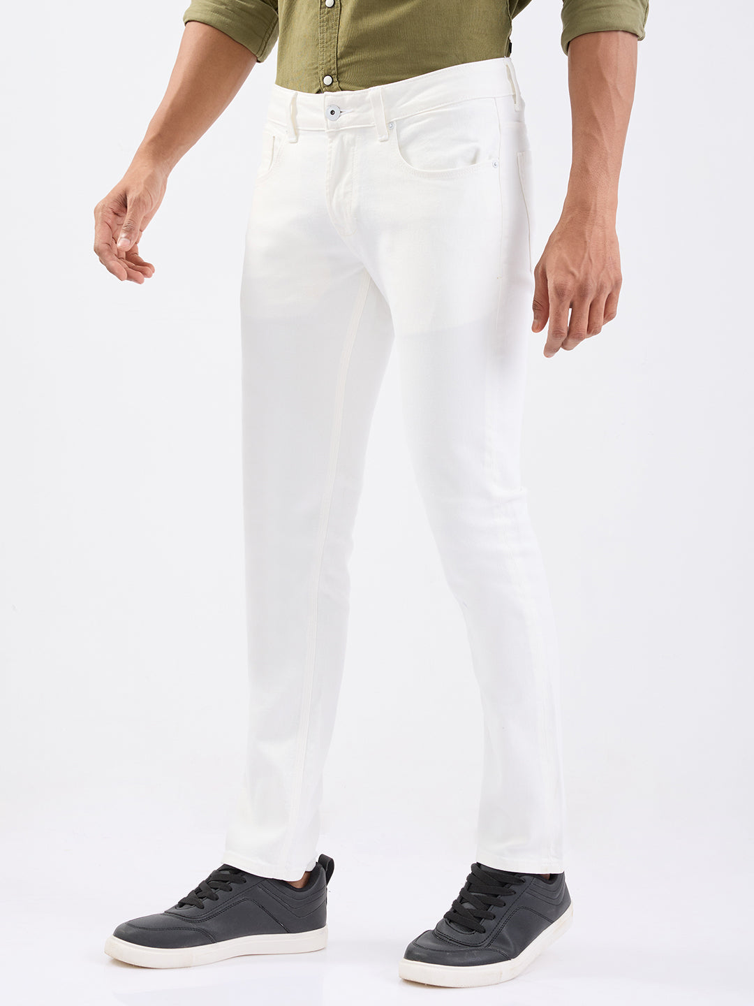 Spykar White Low Rise Slim Fit Casual Jeans For Men
