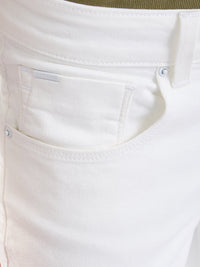 Men Jeans Slim Fit White Low Rise