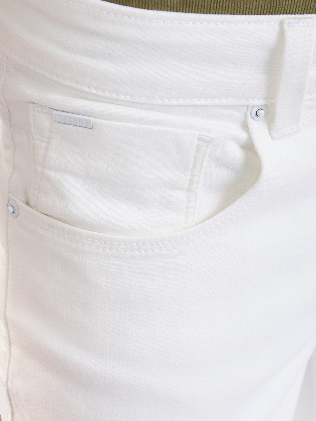 Men Jeans Slim Fit White Low Rise