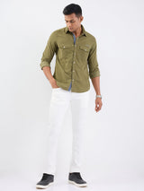 Men Jeans Slim Fit White Low Rise