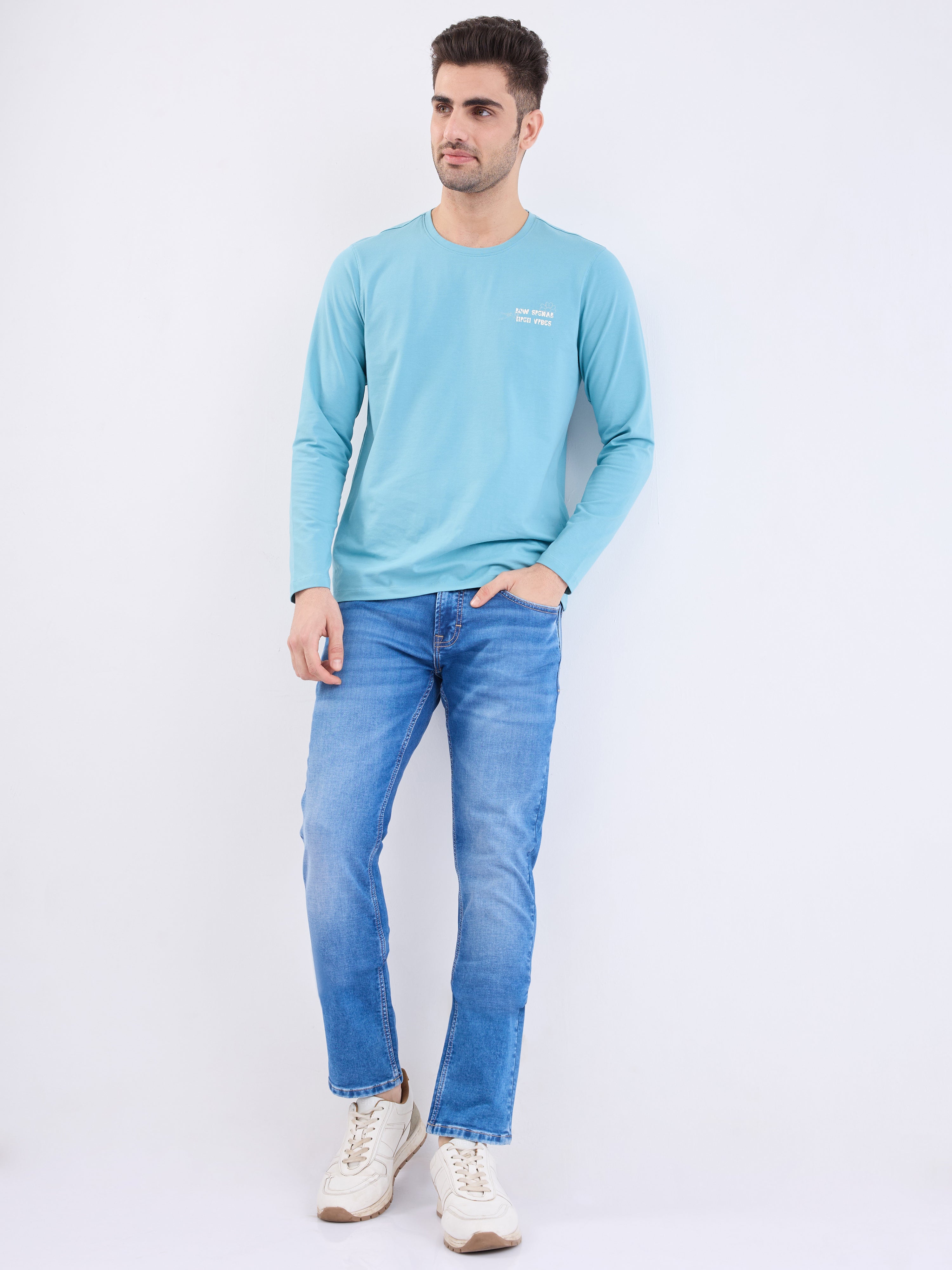 Spykar Mid Blue Low Rise Slim Fit Casual Jeans For Men
