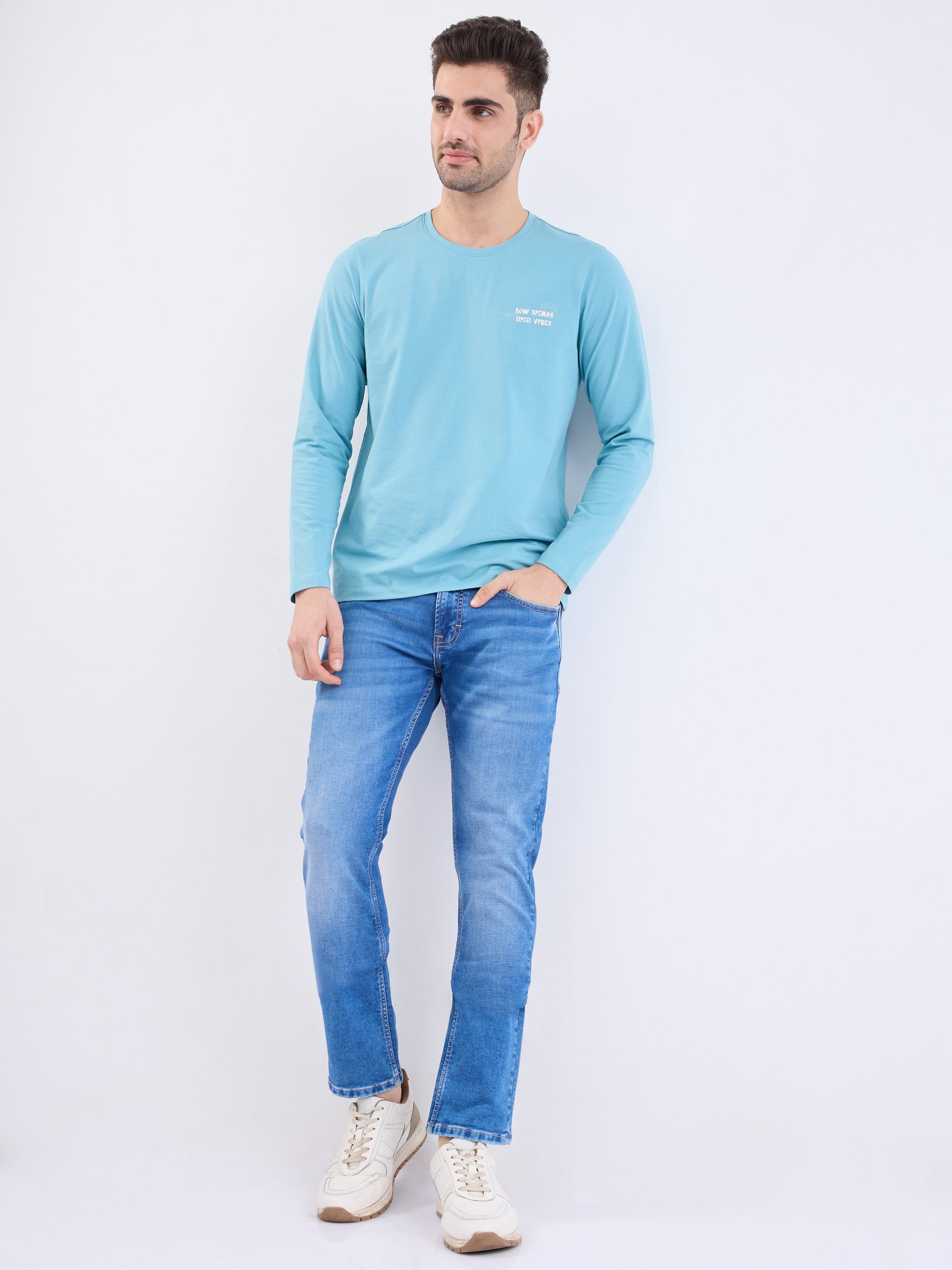 Men Jeans Slim Fit Blue Low Rise