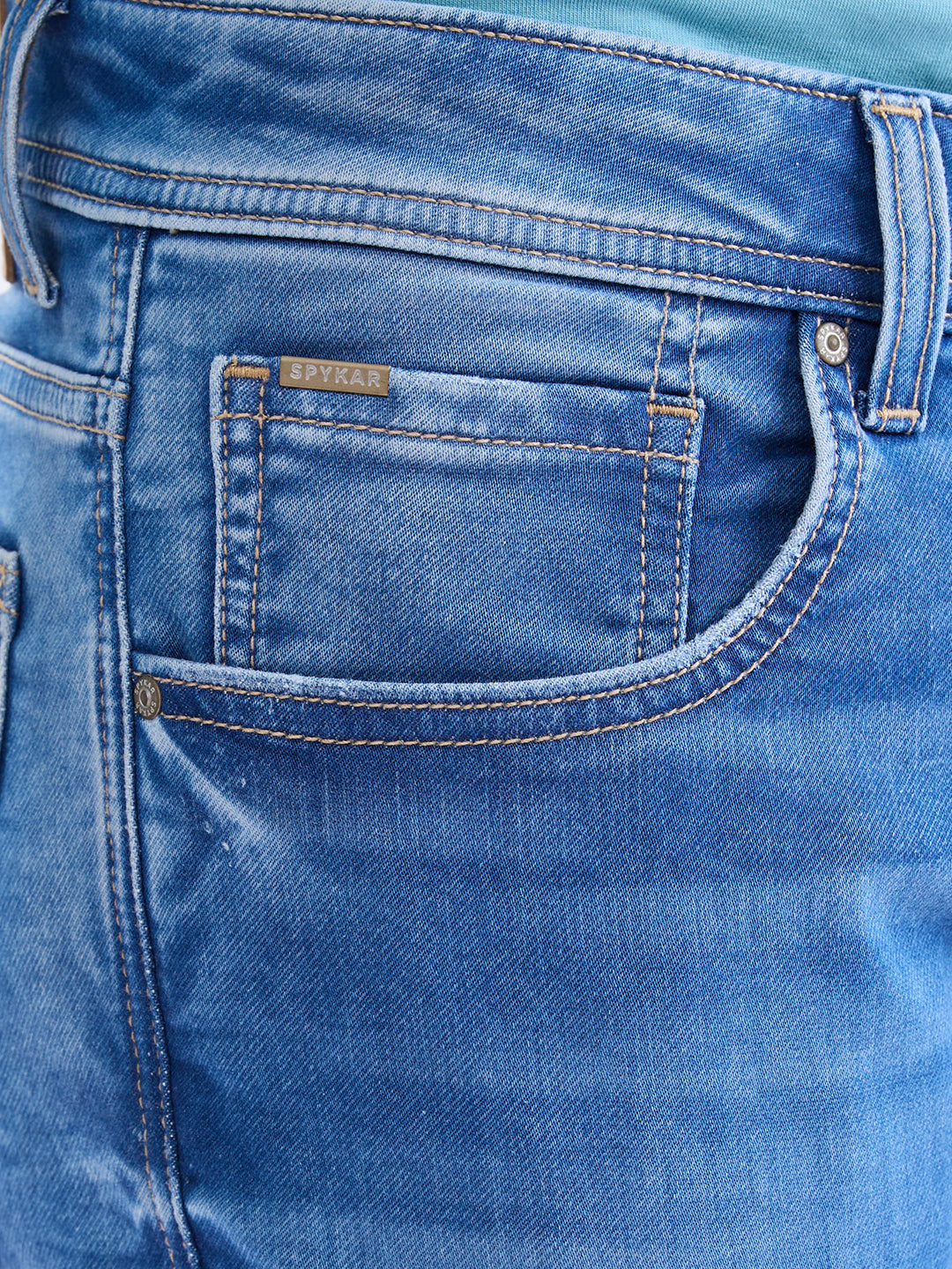 Spykar Mid Blue Low Rise Slim Fit Casual Jeans For Men