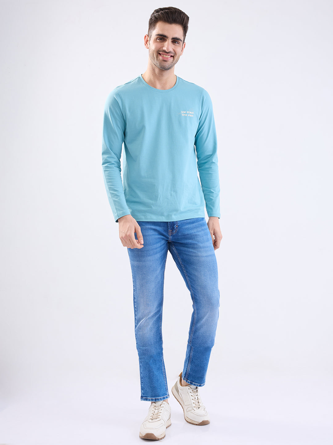 Spykar Mid Blue Low Rise Slim Fit Casual Jeans For Men