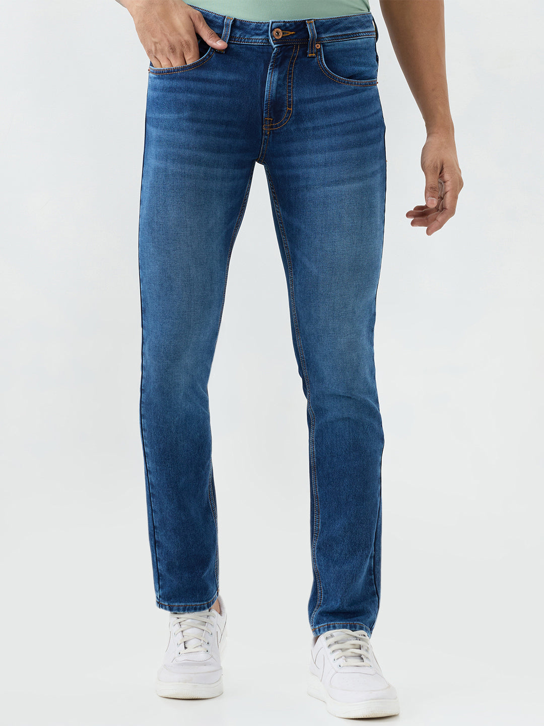 Men Kano Jeans Slim Fit Blue Low Rise
