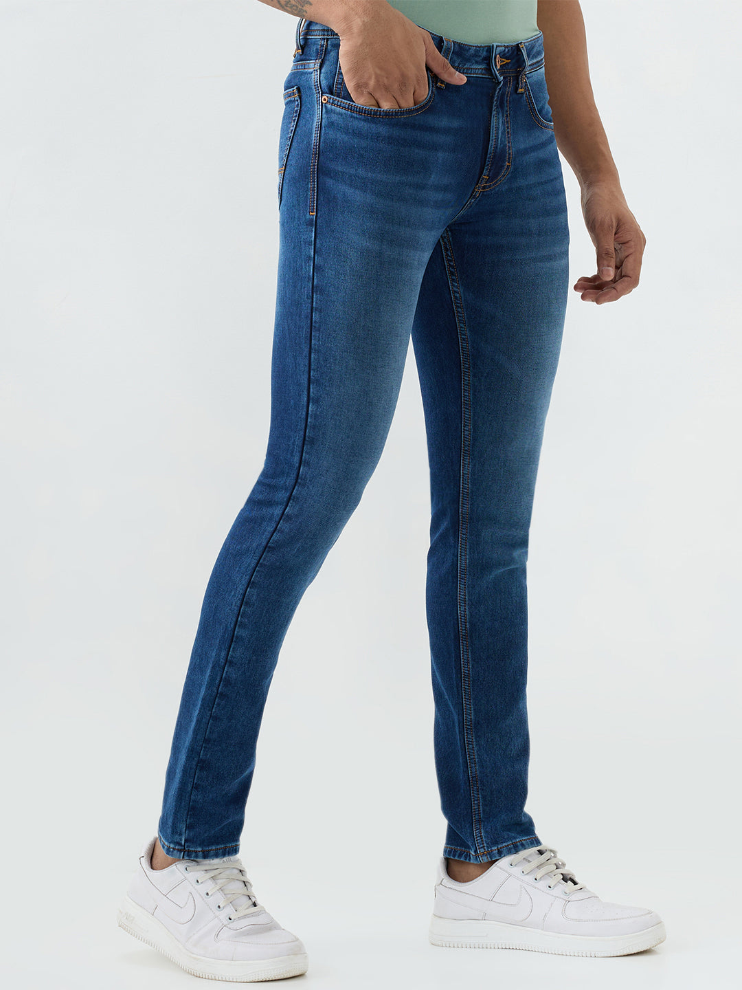 Spykar Dark Blue Slim Fit Low Rise Jeans For Men