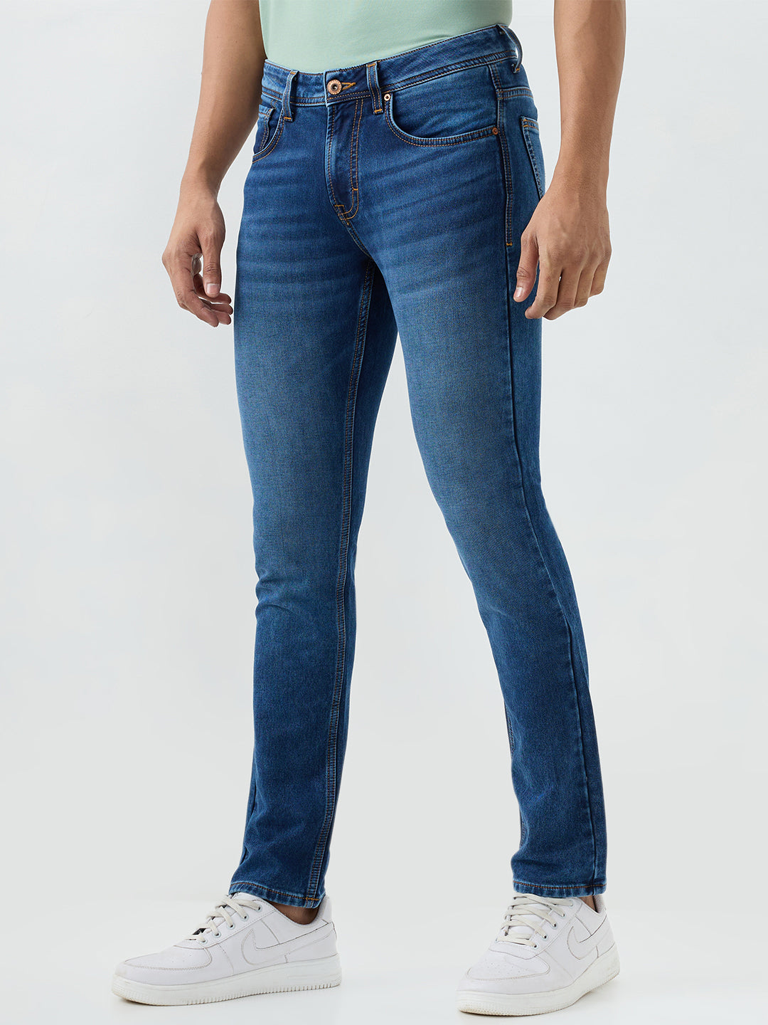 Men Kano Jeans Slim Fit Blue Low Rise