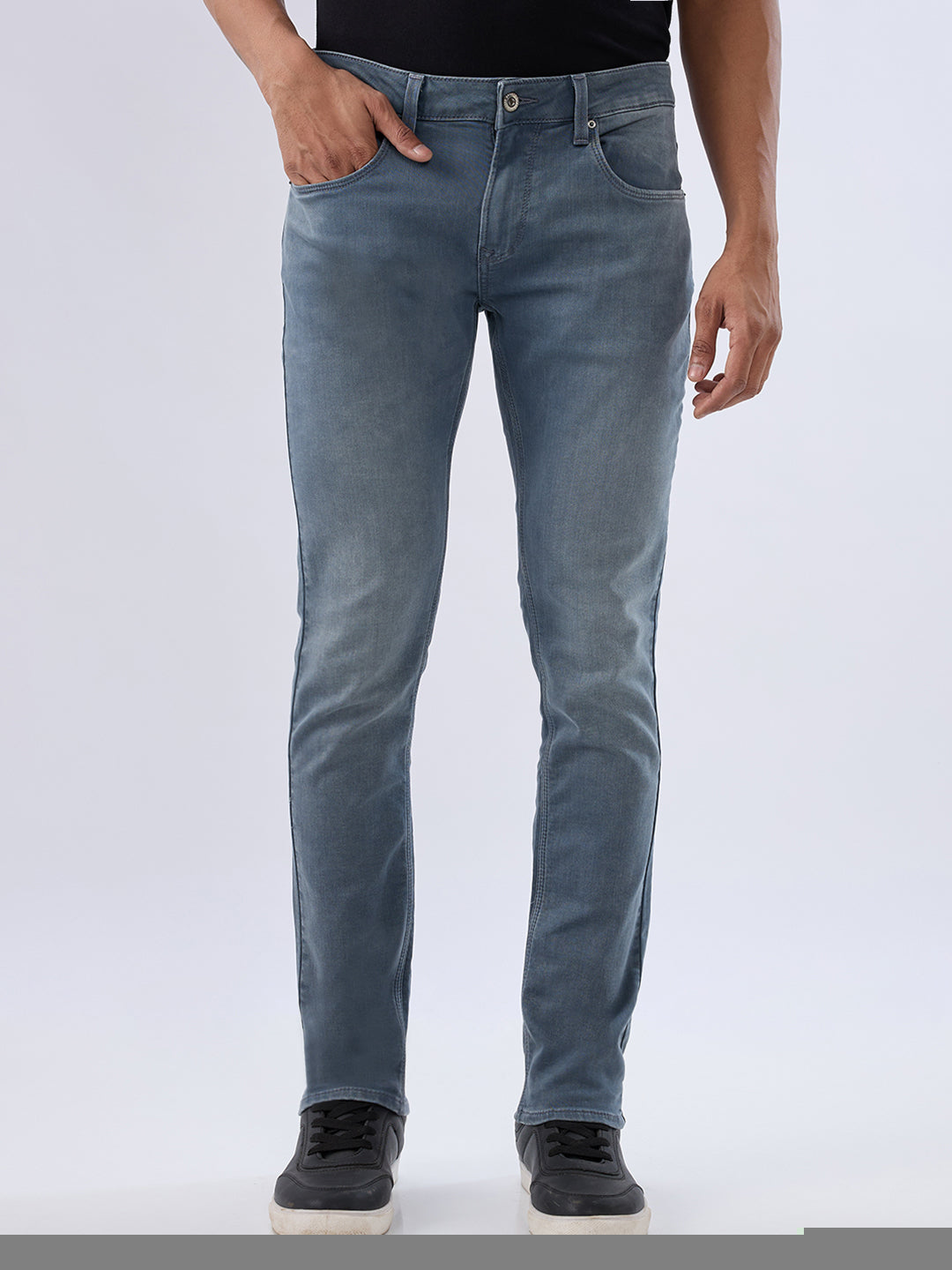 Men Kano Jeans Slim Fit Grey Low Rise