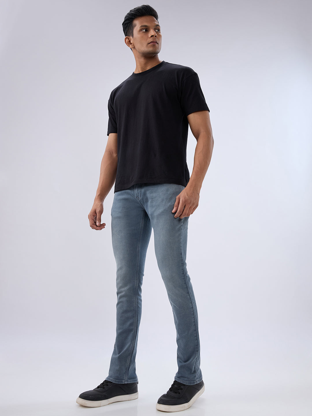 Men Kano Jeans Slim Fit Grey Low Rise