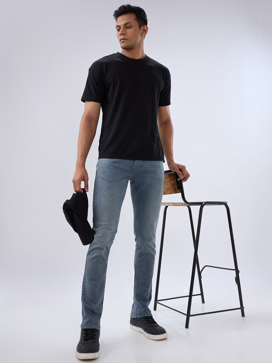 Men Kano Jeans Slim Fit Grey Low Rise