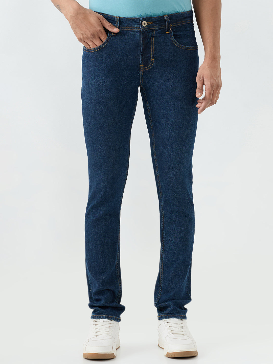 Spykar Dark Blue Slim Fit Low Rise Jeans For Men