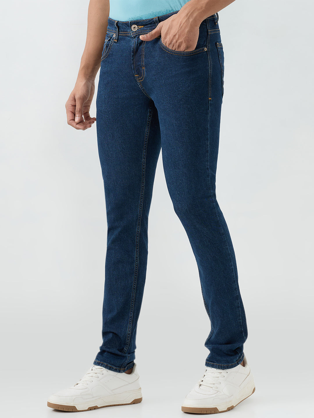 Men Kano Jeans Slim Fit Blue Low Rise