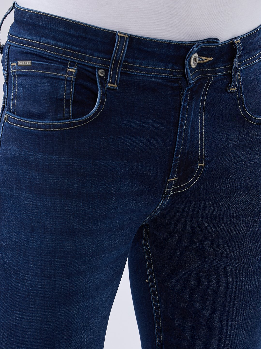 Spykar Dark Blue Slim Fit Low Rise Jeans For Men