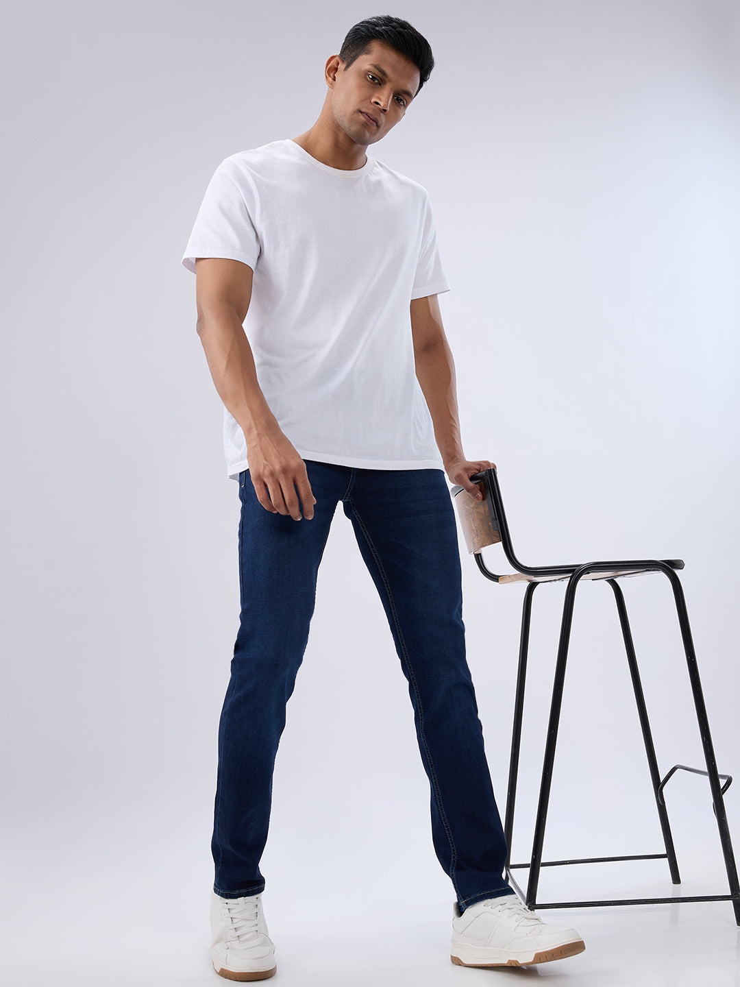 Spykar Dark Blue Slim Fit Low Rise Jeans For Men